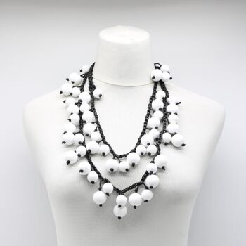 Collier Perles de Baies sur Cordon de Coton - Long - Blanc 4