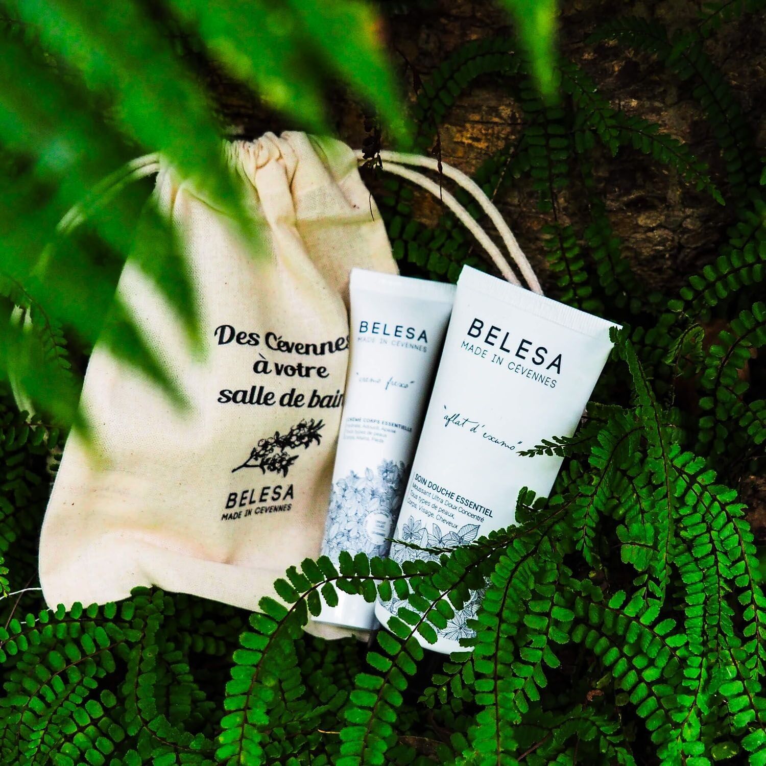 Essentiel Duo-Beutel: Essentiel Duschbehandlung 100 ml + Essentiel feuchtigkeitsspendende Körper-, Hand- und Fußcreme 40 ml | Umweltbewusste Naturkosmetik & hergestellt in Frankreich (Cevennen) | Kurzschluss Südfrankreich