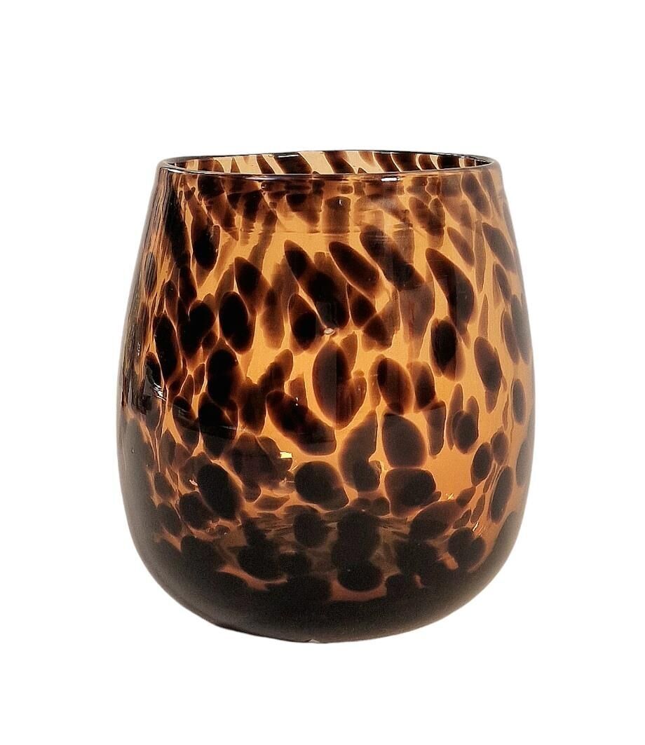 Vaso in vetro con stampa leopardata 13 cm