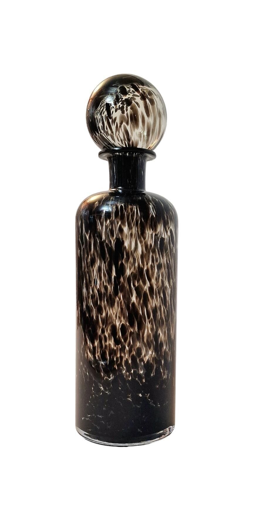 Bottiglia in vetro con tappo rotondo nero e bianco 40cm