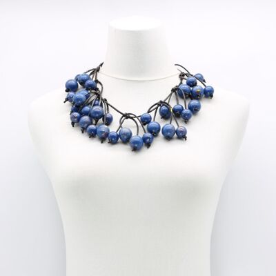 Berry Tree Necklace - Hand painted - Short - Pantone Classic Blue/White/Yellow/Red specks