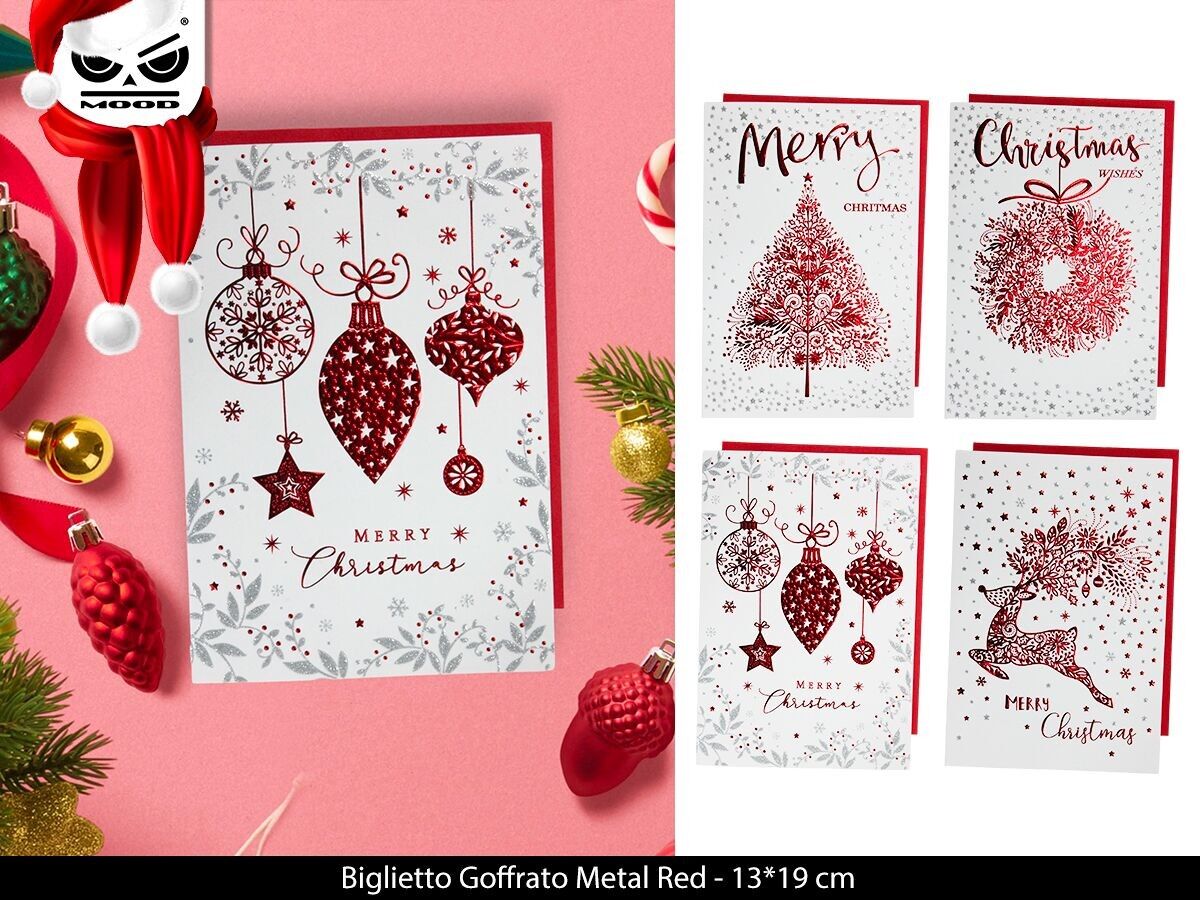 Tarjeta metalizada roja en relieve