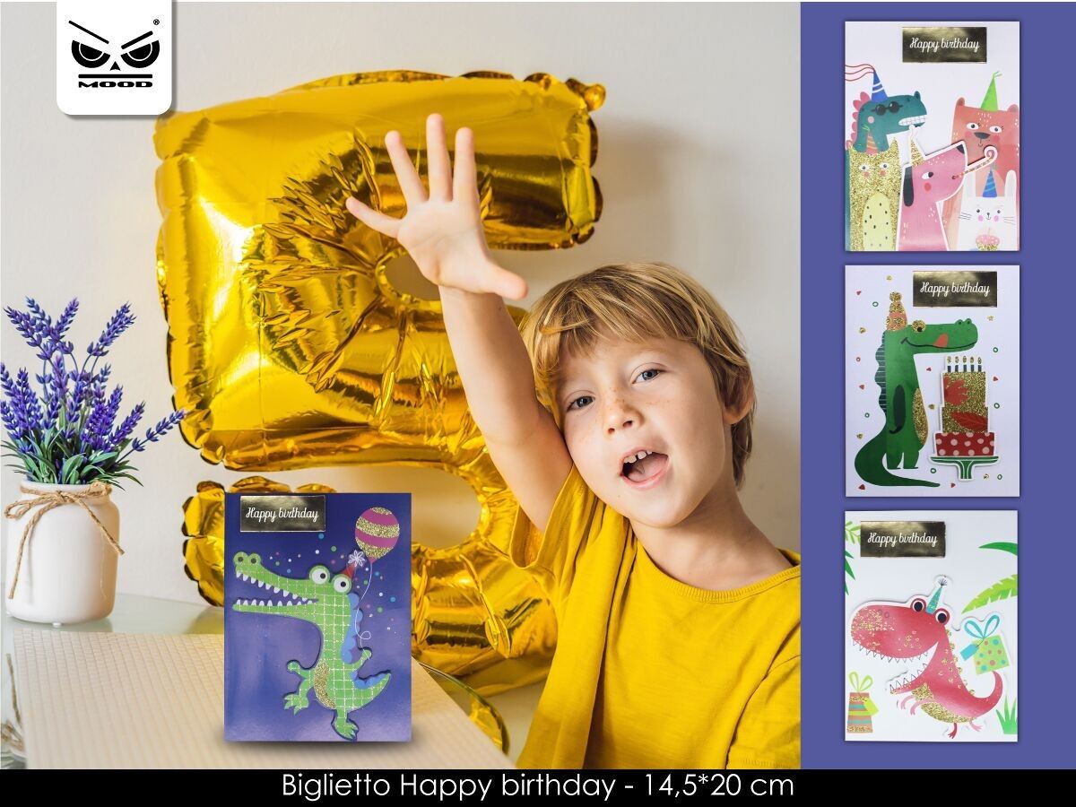 Biglietto Happy Birthday Dinosauro