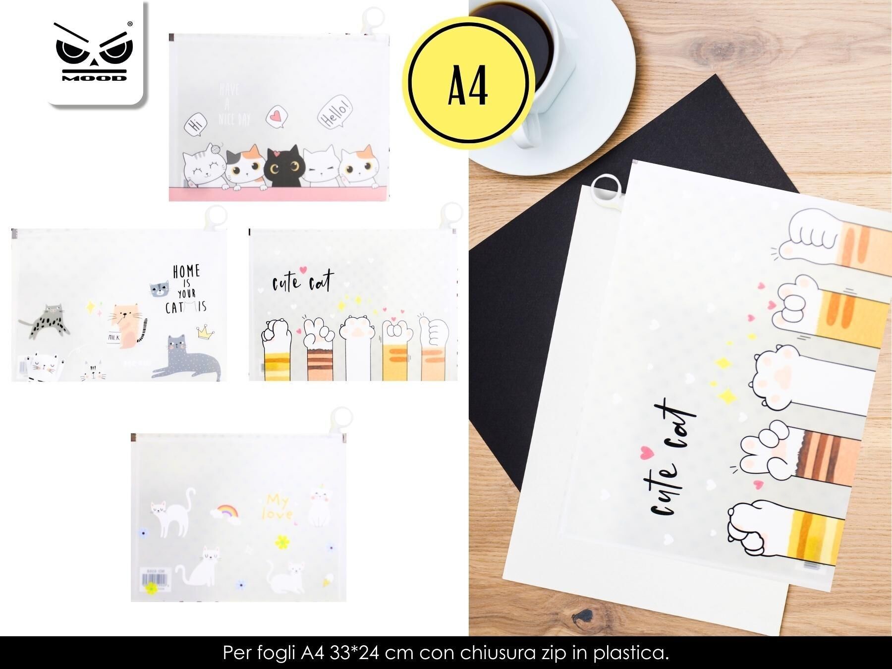 Busta Trasparente Gattini Mis L