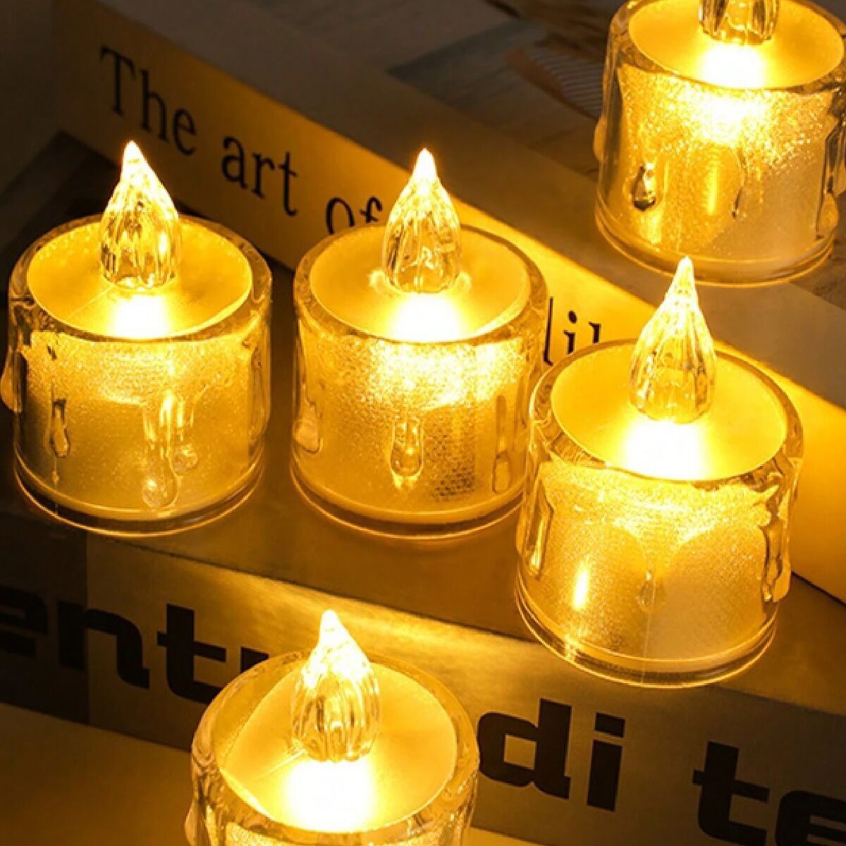 Vela candelita con pilas de cristal