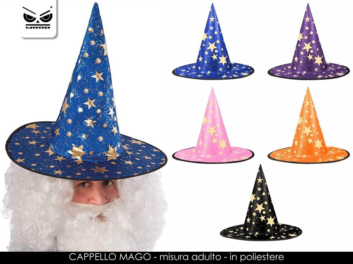 SOMBRERO DE BRUJA MAGO ESTRELLAS ADULTO