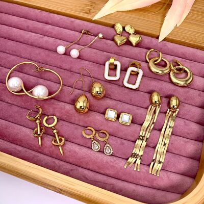 Set de 10 boucles d'oreilles en acier inoxydable sans présentoir SET38