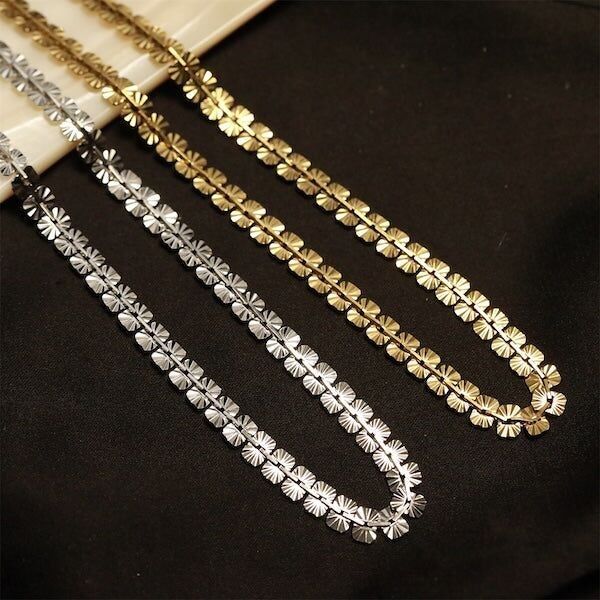 Schneeflockenkette in Vintage-Farbe - Gold Vermeil und Sterling Silber