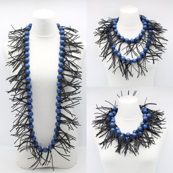 Collier Perles Rondes & Pointes Similicuir - Bleu Classique Pantone 1