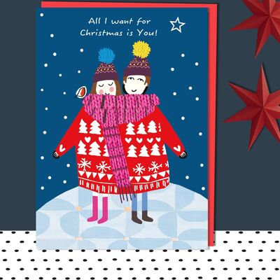 Carte de Noël – Couple portant un pull