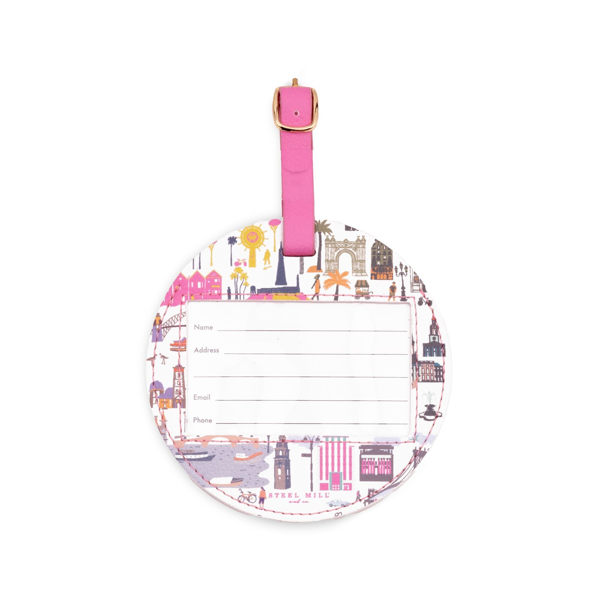 Round Luggage Tag, Travel Icons