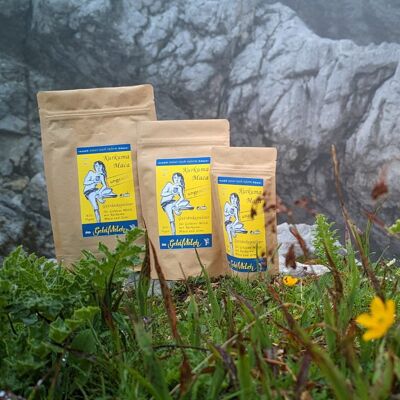 Cúrcuma-Maca: bebida en polvo picante sin azúcar con cúrcuma y maca para leche dorada, sin azúcar añadido, orgánica y vegana.