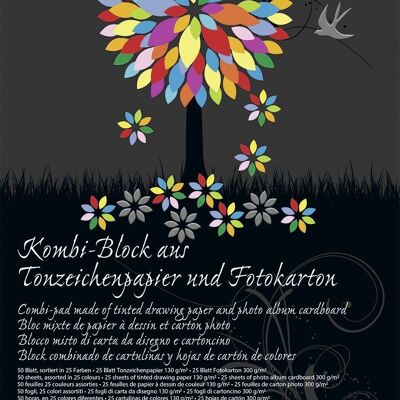 Kombi-Block Tonzeichenpapier und Fotokarton "Sonderedition", 23 x 33 cm, 50 Blatt sortiert