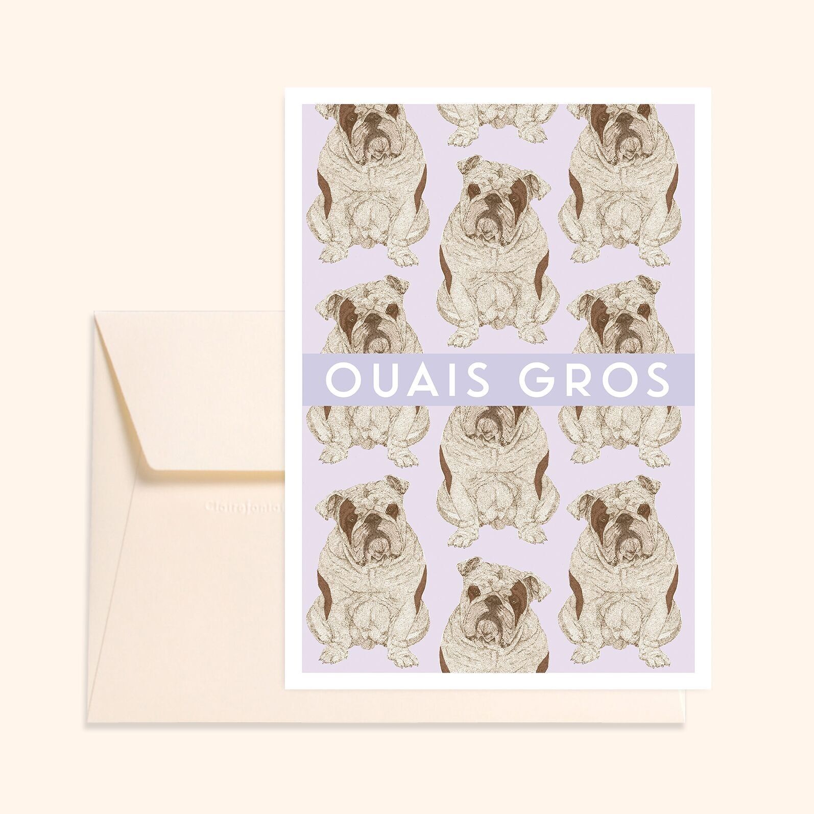 Postal ilustrada – Fabricada en Bretaña – Formato estándar – Ouais Gros – Bulldog