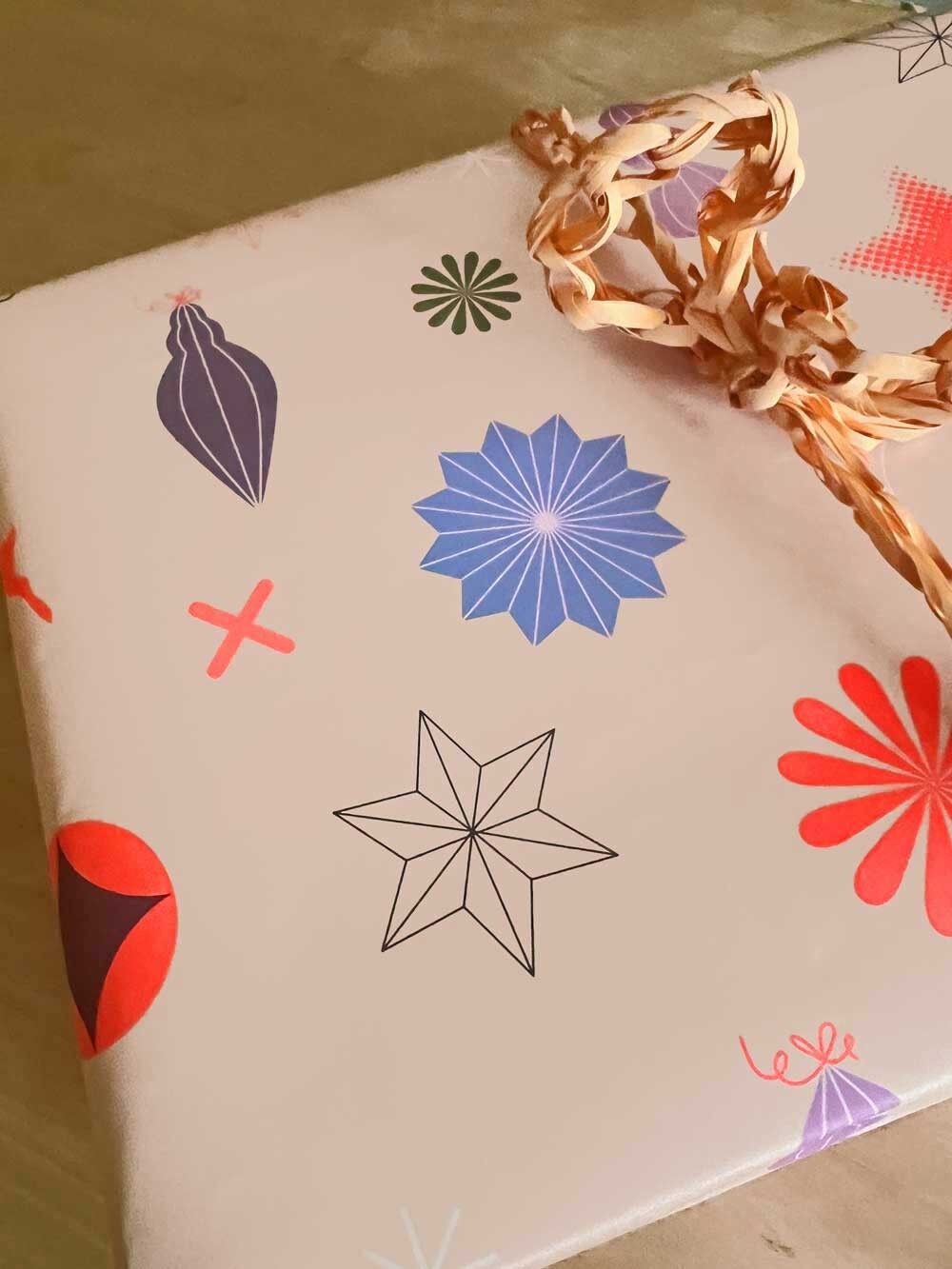 Papier cadeau imprimé néon Noël X29