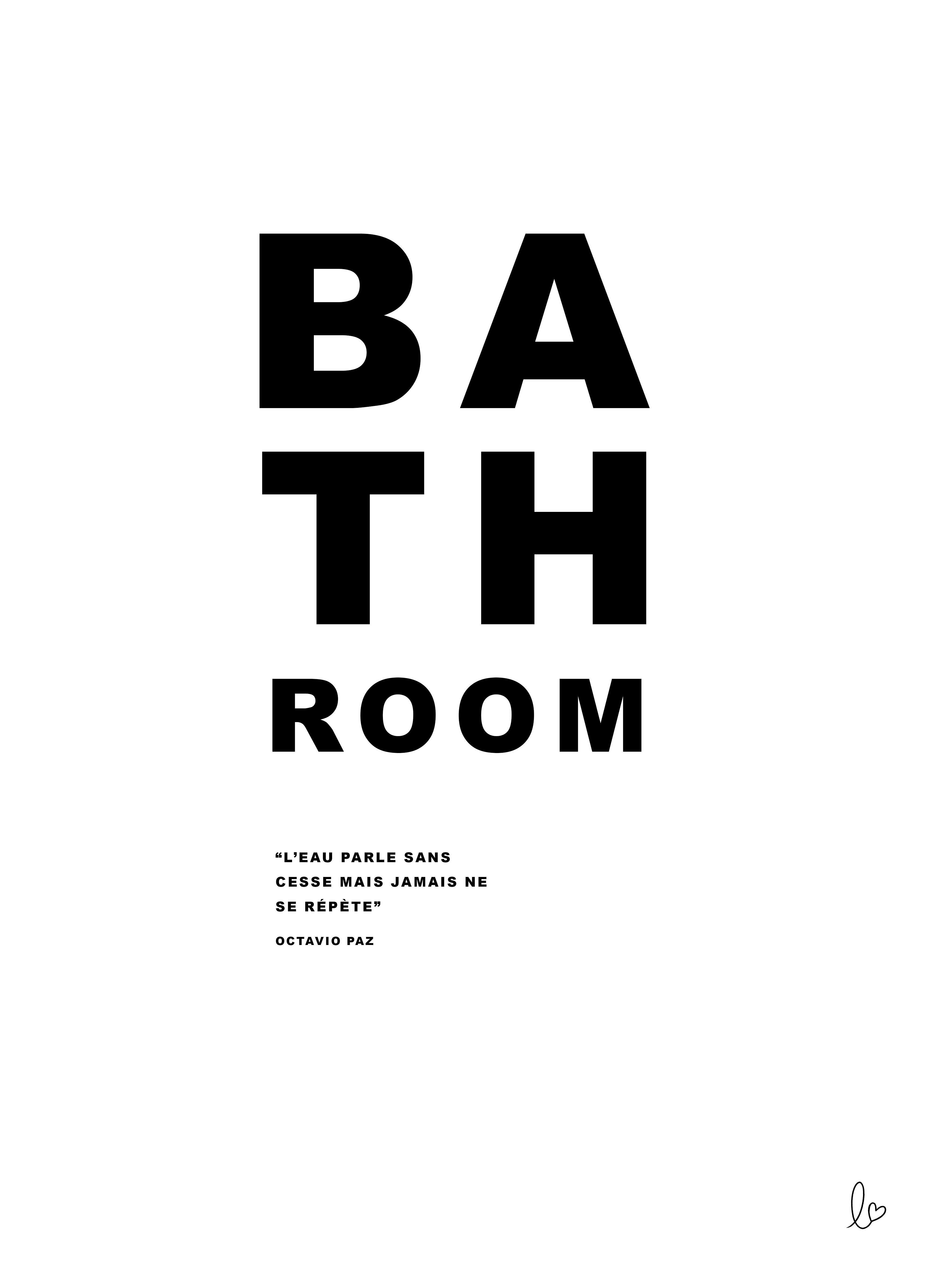 BAGNO - Illustrazione per la casa - prodotto in Francia - poster incorniciato - cornice in legno - poster con citazione