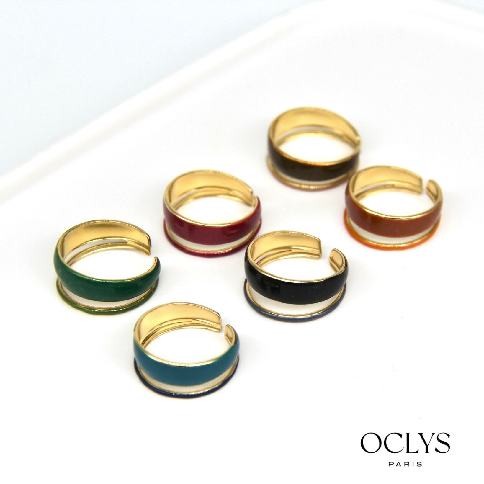 Set of 12 adjustable enameled stainless steel rings Any