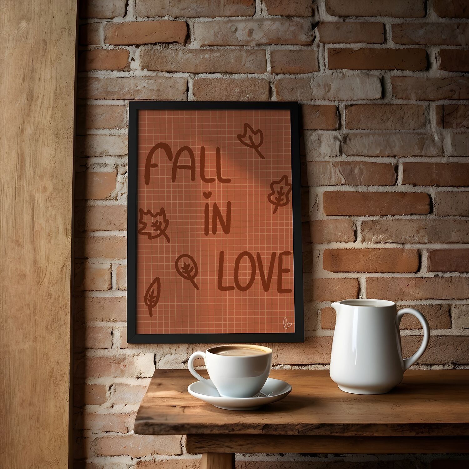 Innamorati - Illustrazione per la casa - Made in France - Poster incorniciato - Cornice in legno - Poster con citazione