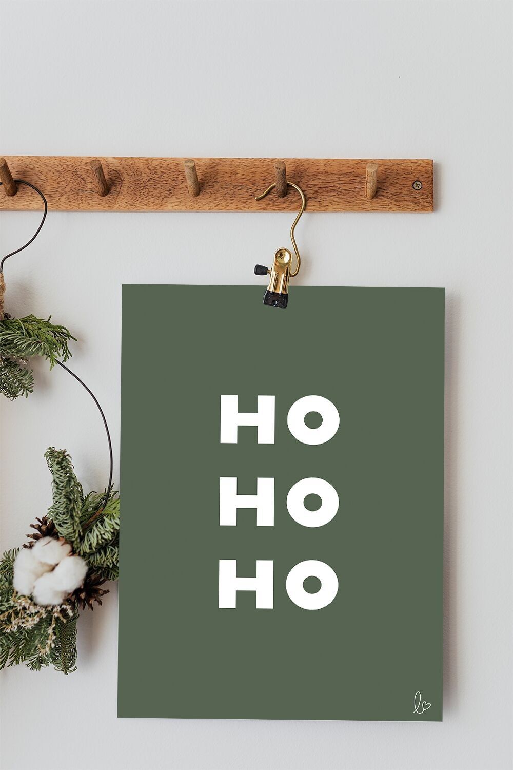 HO HO HO - Illustrazione per la casa - Made in France - Poster incorniciato - Cornice in legno - Poster con citazione - Natale