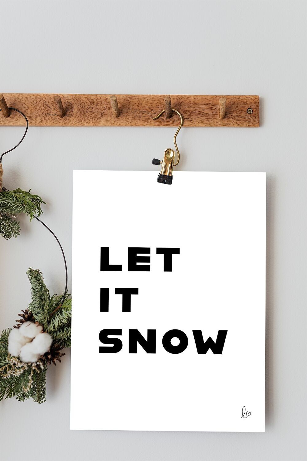 Lascia che nevichi - Illustrazione per la casa - Made in France - Poster incorniciato - Cornice in legno - Poster con citazione