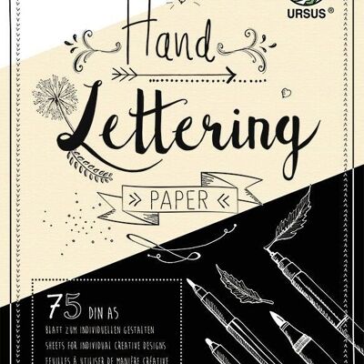 Hand lettering paper, DIN A5 pad, white / cream / black