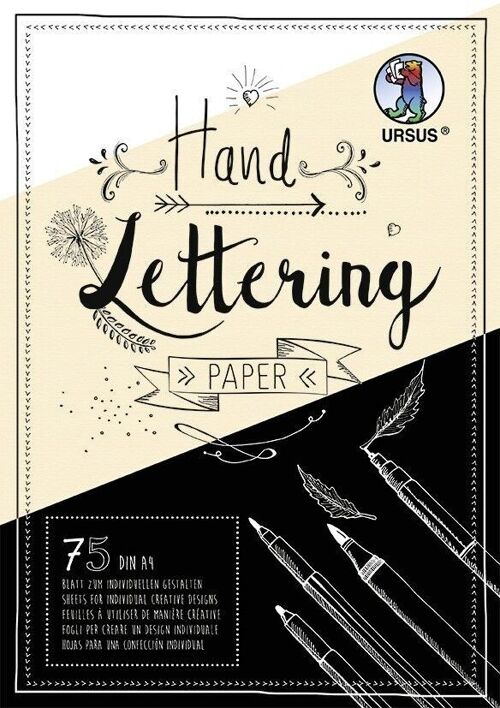 Handlettering paper, DIN A4-Block, weiß/creme/schwarz