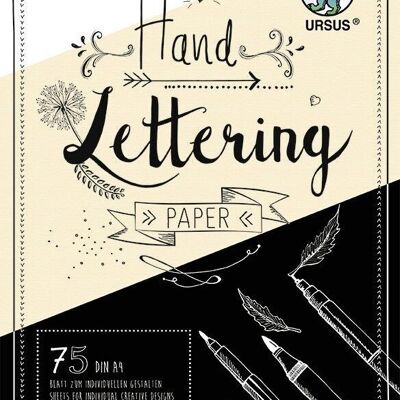 Hand lettering paper, A4 pad, white / cream / black