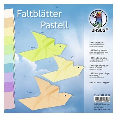 Tonzeichenpapier-Faltblätter "Pastell", 20 x 20 cm, sortiert