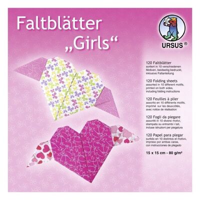 Faltblätter "Girls", 15 x 15 cm, sortiert