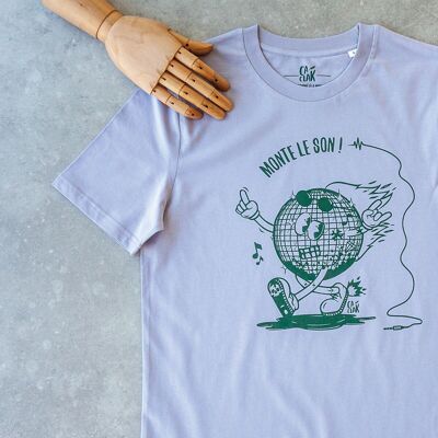 Unisex pastel purple T-shirt DISCO rock mirror ball hand screen printed