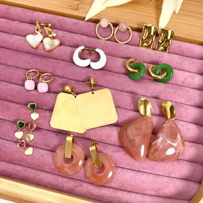 Set de 10 boucles d'oreilles en acier inoxydable sans présentoir SET41