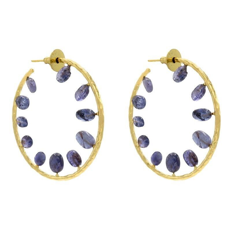 Tanzanite Blue Baleis Hoops Earrings