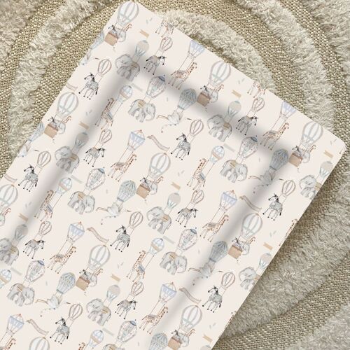 Deluxe Baby Changing Mat - Beige Hot Air Balloons Print