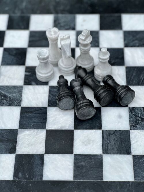 Black and White - Marble Chess Pieces Only