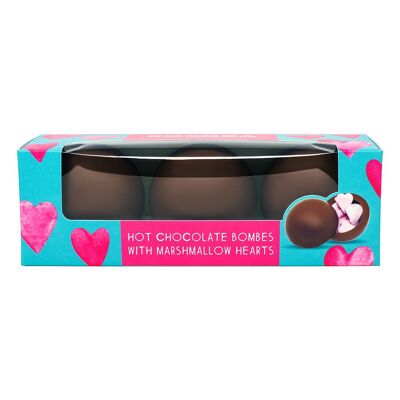 Confezione da 3 bombe di cioccolata calda con cuore di marshmallow