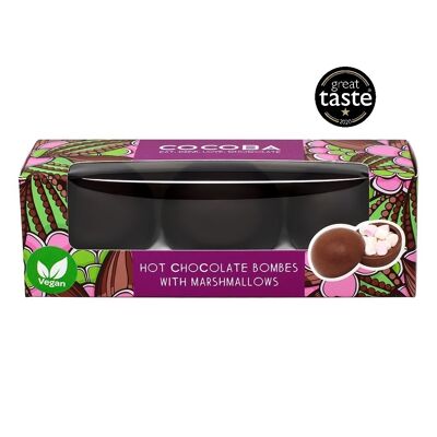Bombes végétaliennes au chocolat chaud avec mini guimauves (3 bombes)