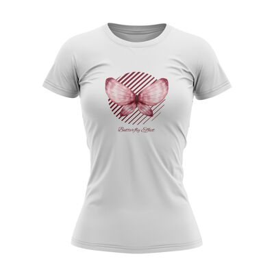 Ladies T shirt - butterfly white / blue