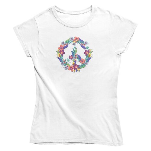 Damen T Shirt -Floral peace sign