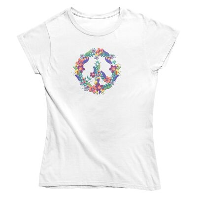 Camiseta de mujer -Signo de la paz floral