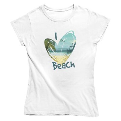 Damen T Shirt -I love beach