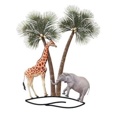 Ornamento da parete con elefante e giraffa