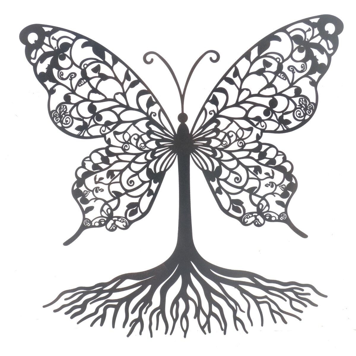 Ornamento da parete con radici e farfalle