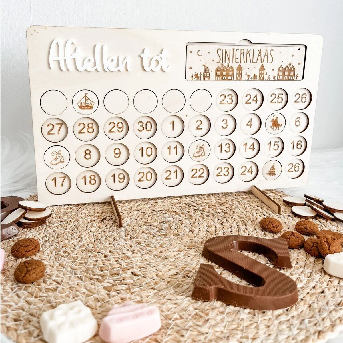 Calendario conto alla rovescia 3D Sinterklaas/Natale | Con cerchi