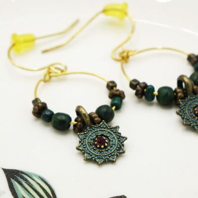 Boucles d'oreilles pendantes Boho - Bleu sarcelle foncé