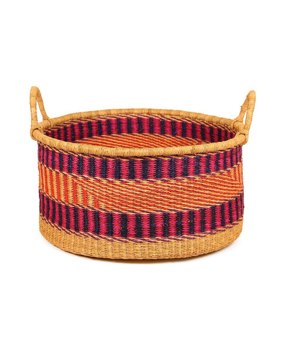 WAFAA: Grande cestino portaoggetti da pavimento rosa, rosso e viola con manici