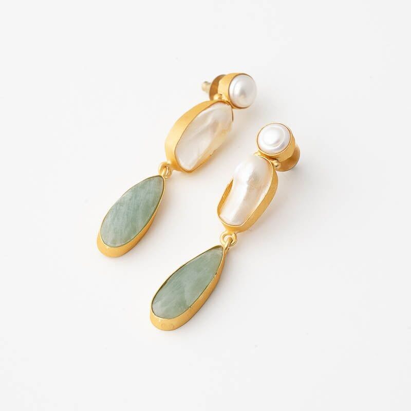 Orecchini Connor Ed. Amazzonite e perle limitate