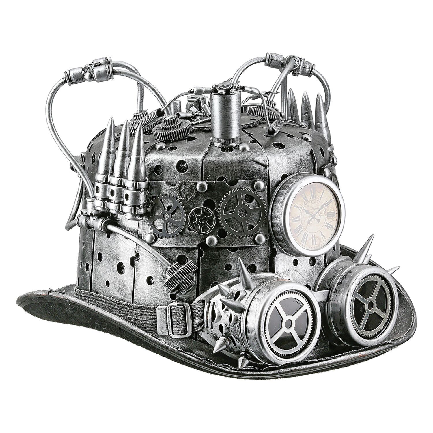 Hut-Zylinder Steampunk, silberfarben H.21 cm