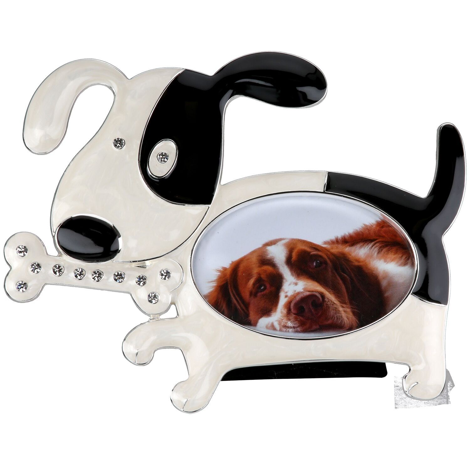 Photo frame dog, black, white H.10.5cm