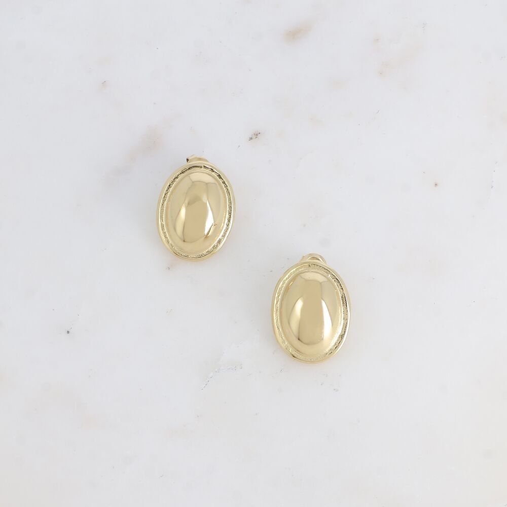 Orecchini a proiettile: piccolo ovale arrotondato e pezzo a specchio