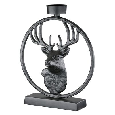 Bougeoir chauffe-plat rond Cerf en cercle, H.23 cm